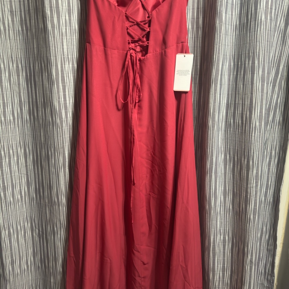 JJ’s House A-line floor length chiffon bridesmaid dress “Cinnamon Rose” Sz 10 - Picture 7 of 9